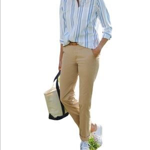 New LL BEAN Women's 16 Pet Favorite Fit Khaki Beige Chino Pant Straight Casual